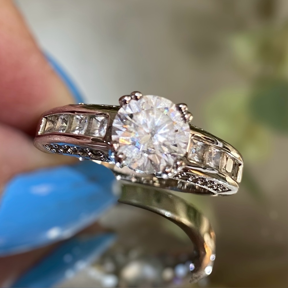 Vintage Estate RSC Ring Cocktail Engagement Wedding CZ Diamond Size 10 Silver